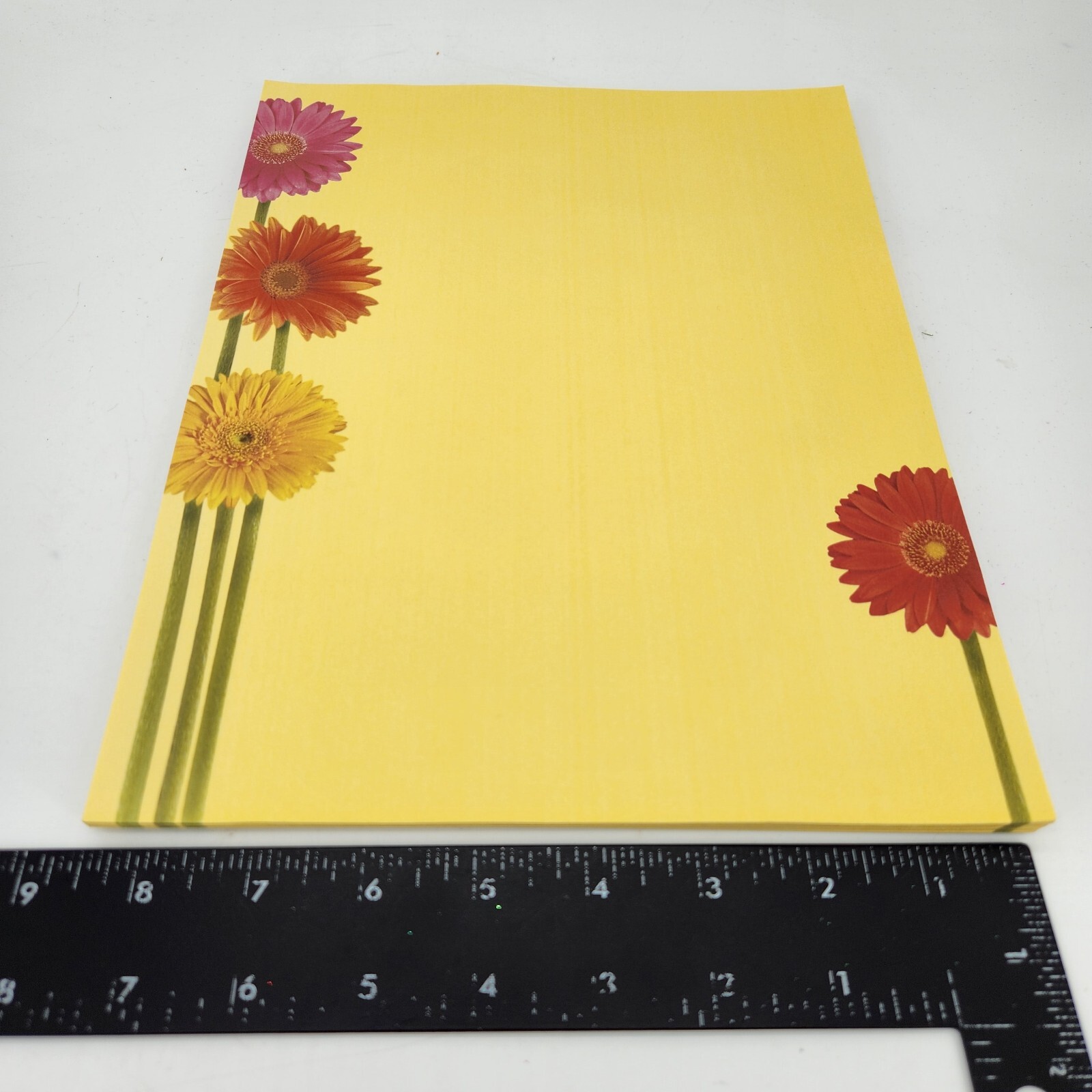 Computer Paper Stationary 8.5×11 Bright Yellow Bold Zinnia Flowers GARDEN PARTY