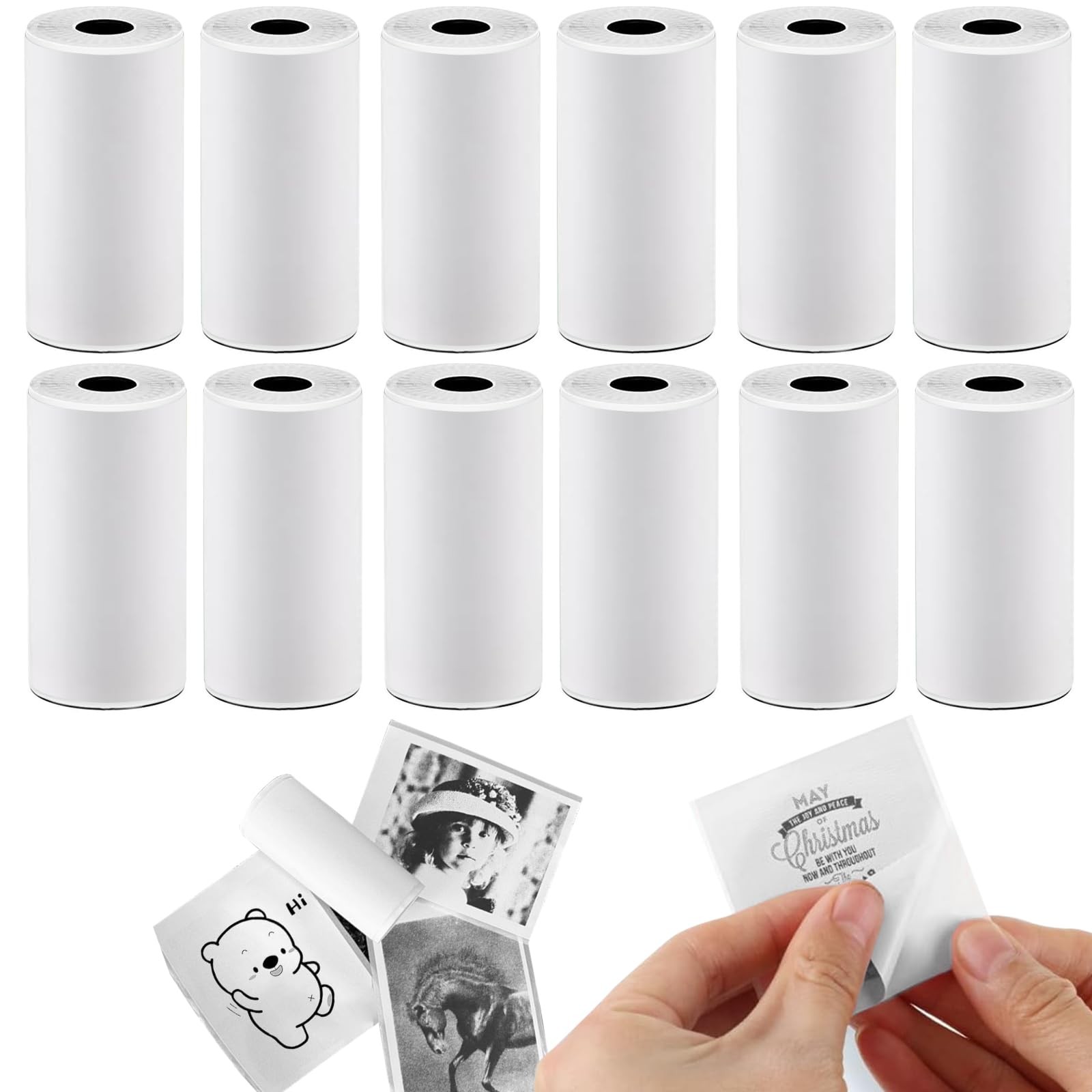 BYBOUS 12 Rolls 53mmx3.75m White Thermal Printer Paper, Mini