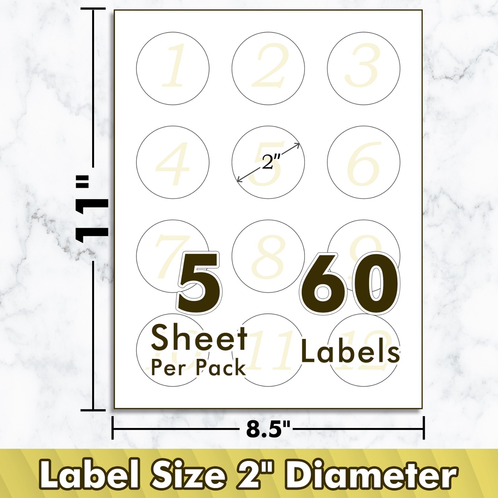 Koala Round Label 2 In, Waterproof Sticker Paper for Inkjet / Laser Matte White