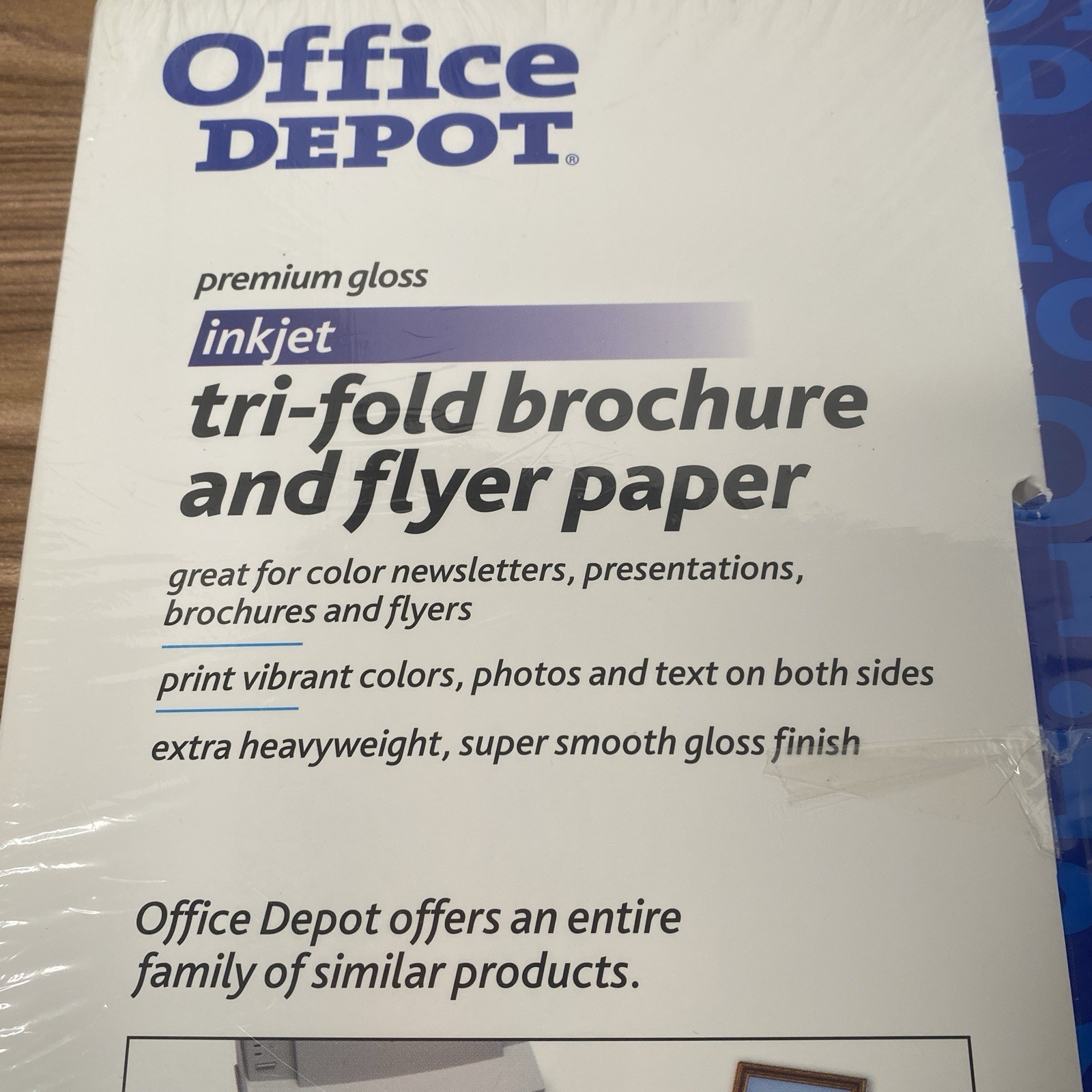 Office Depot Glossy Premium Tri-fold Brochure & Flyer Paper Inkjet 100 Sheet NEW