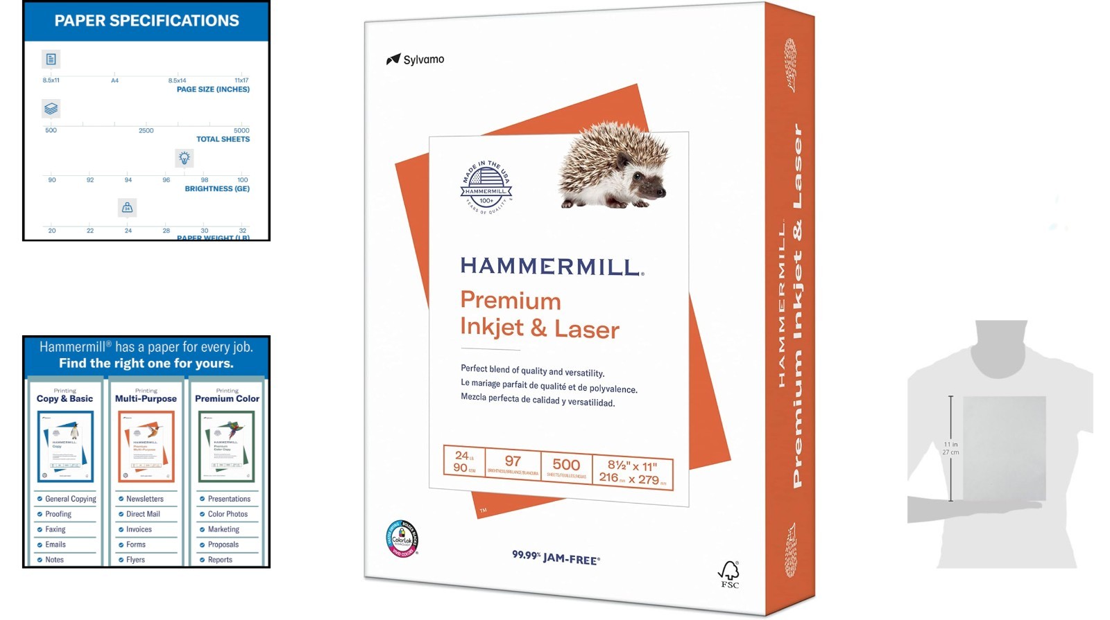 Sustainable Printer Paper, 24 lb, 8.5 x 11 Inches, 500 Sheets, Acid-Free