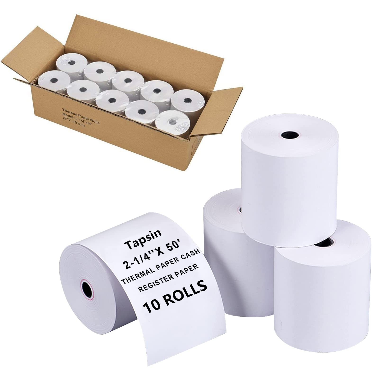 Tapsin 2 – 1/4” X 50′ Thermal Receipt Paper – Credit Card Rolls – Cash