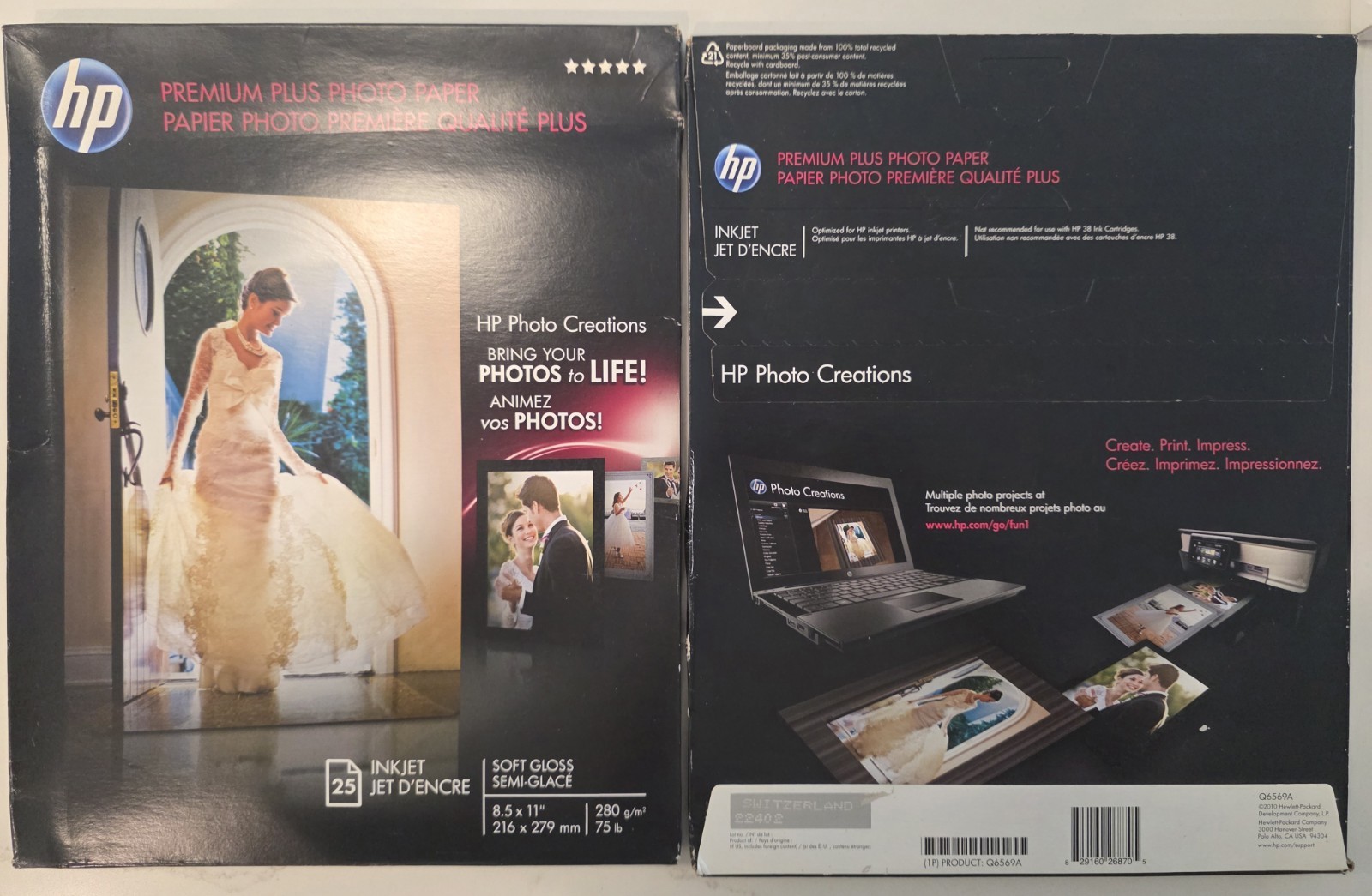Genuine HP Premium Plus Photo Paper 75lbs. Soft-Gloss 8-1/2 x 11” 50 Sheets 2X25