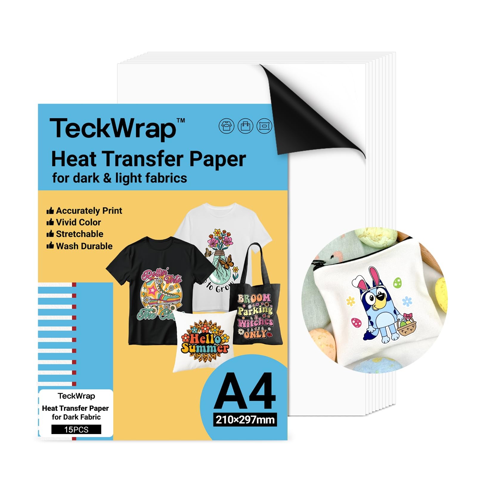 Heat Transfer Paper for T-Shirts 15 Sheets 8.3″ x 11.7″ Inkjet Compatible