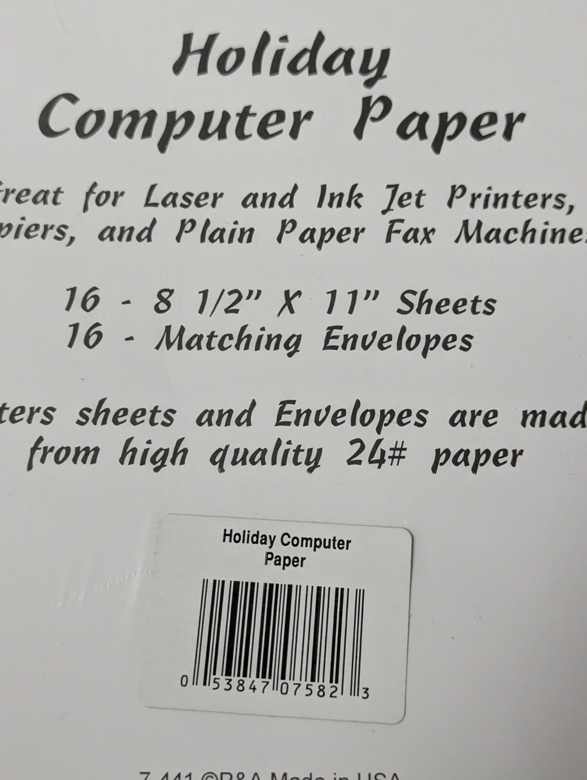 One Pkg Holiday Holly&Ivy, Ribbon Border Christmas Computer Paper & Env–16 Ct.