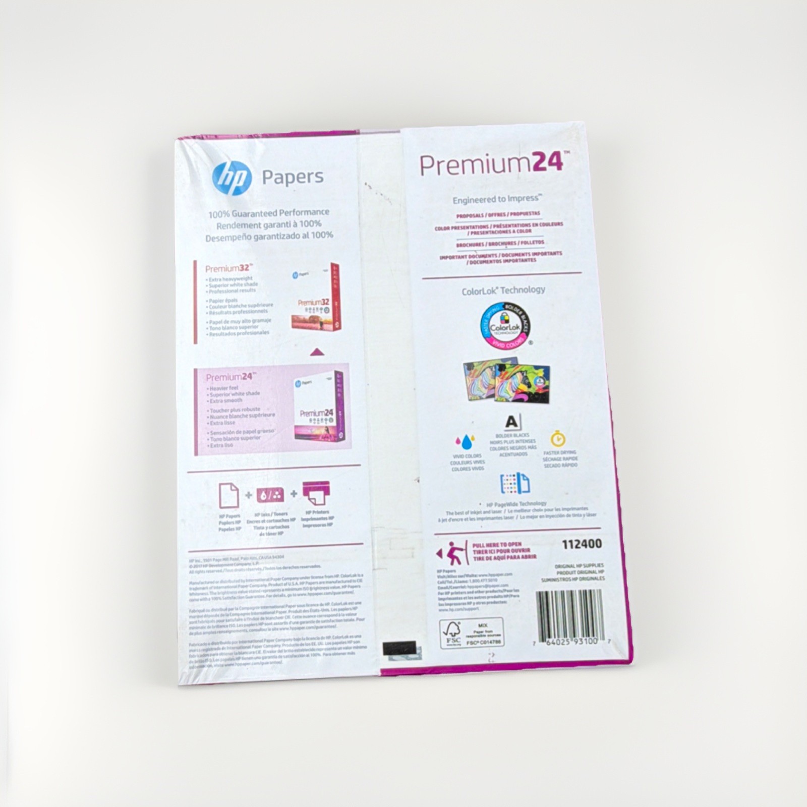 HP Premium24 Printer Paper, Letter 8.5×11, 90 gsm Smooth White 500 Sheets 112400