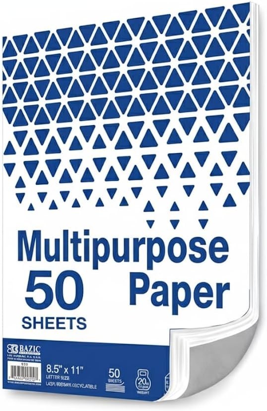 Acid-Free 50 Count White Printing Paper 8.5″ x 11″ – Versatile for All Printers