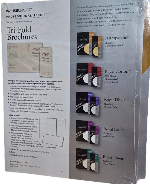 Lot 3 Wausau Astroparche Tri-Fold Brochure Paper Natural Parchment 65lb Sealed