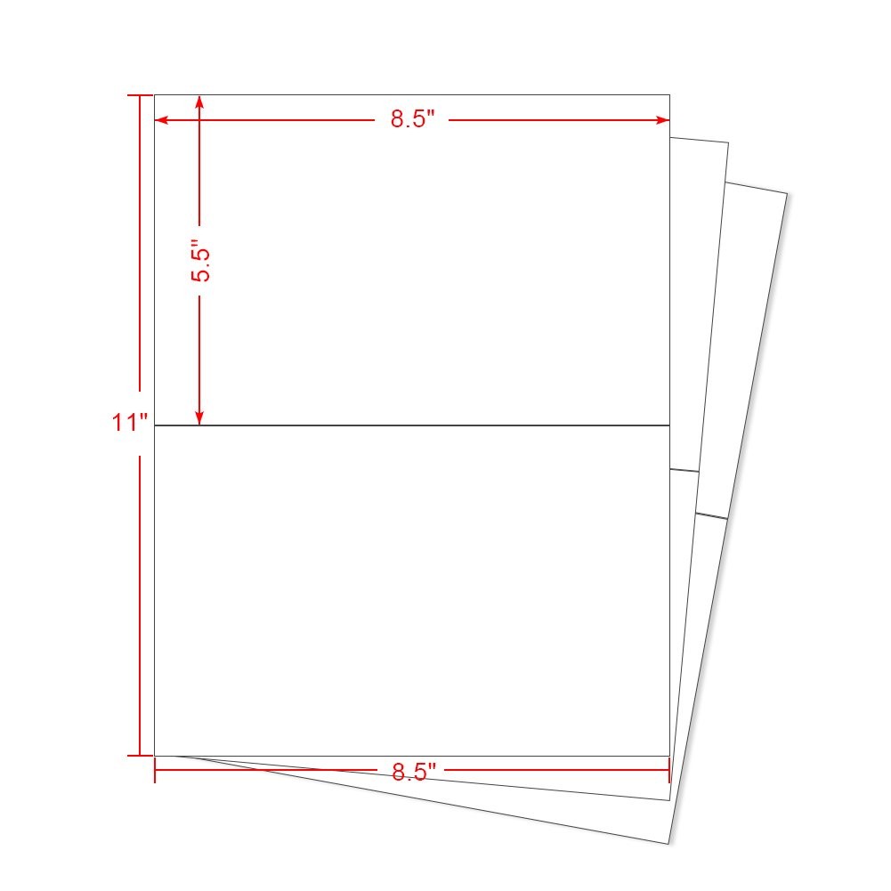 500 Half Sheet Shipping Labels 2 Per Sheet 8.5″x5.5″ Blank For inkjet
