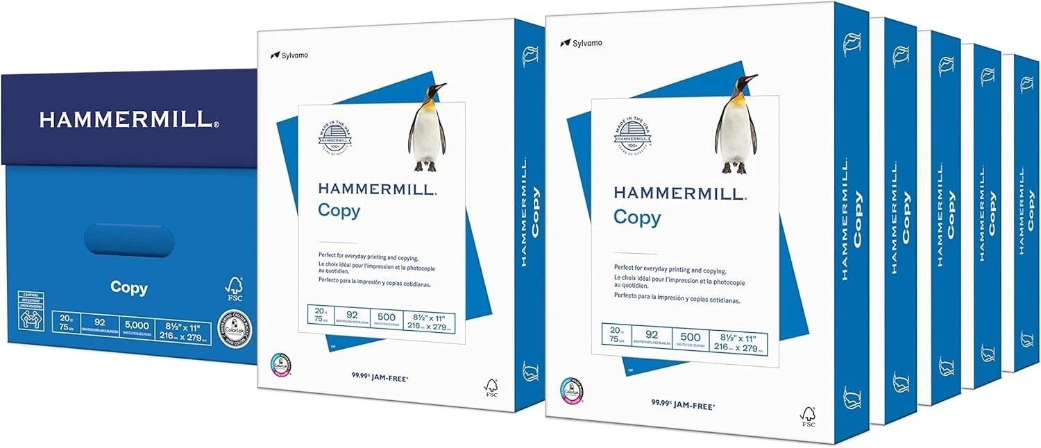 20 lb Copy Paper – 8.5 x 11 – 10 Reams, 5000 Sheets, 92 Bright – Made in USA