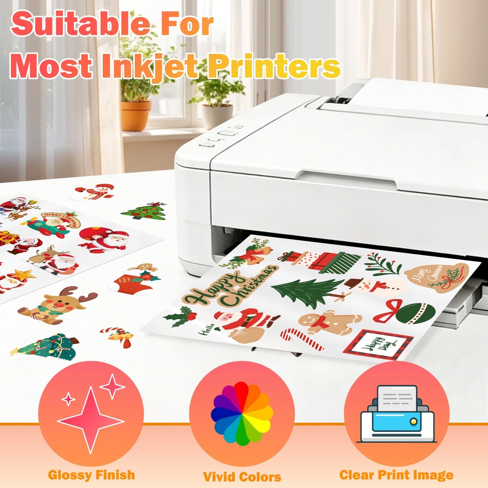 30 Sheets Premium Printable Vinyl Sticker, Vinyl Glossy White Waterproof Stic…