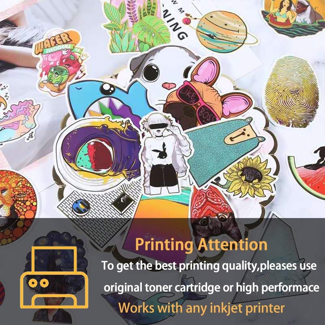 Printable Vinyl Sticker Paper for Inkjet & Laser Printer – Matte White Waterp…