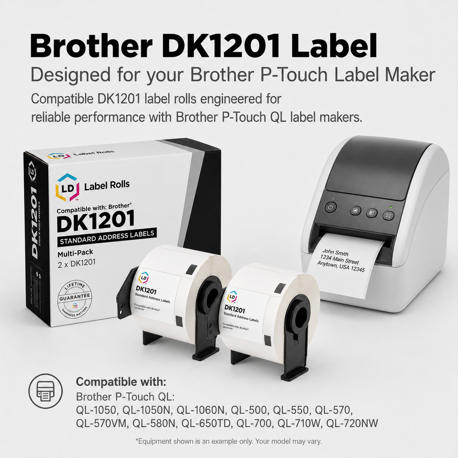 LD Compatible Brother DK-1201 6 Rolls of Address Labels / 1.1 in x 3.5 in