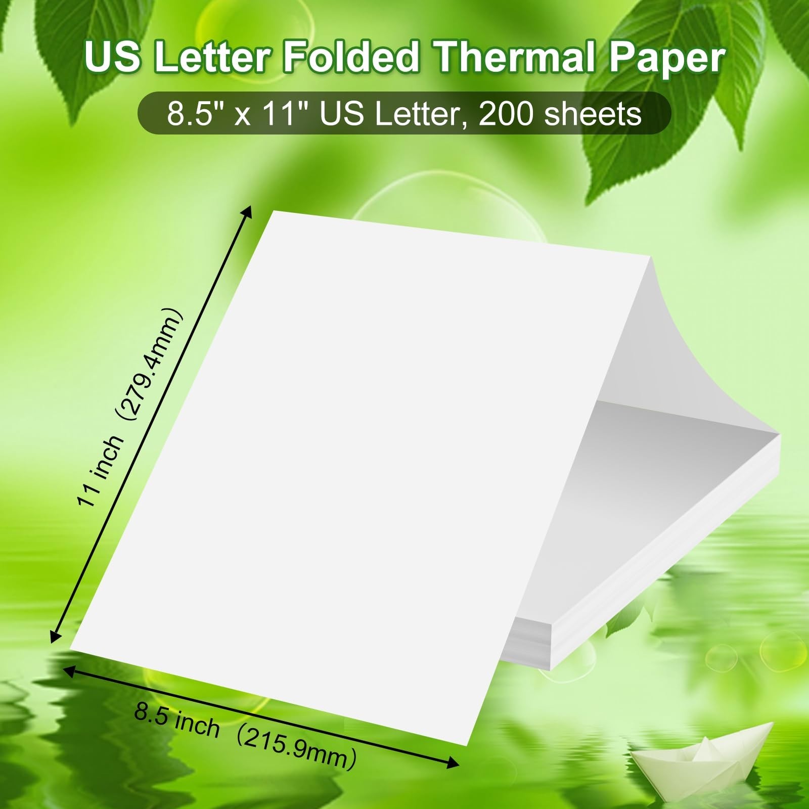8.5×11 Thermal Printer Paper – Quick-Dry US Letter, Perforated, 200 Sheets