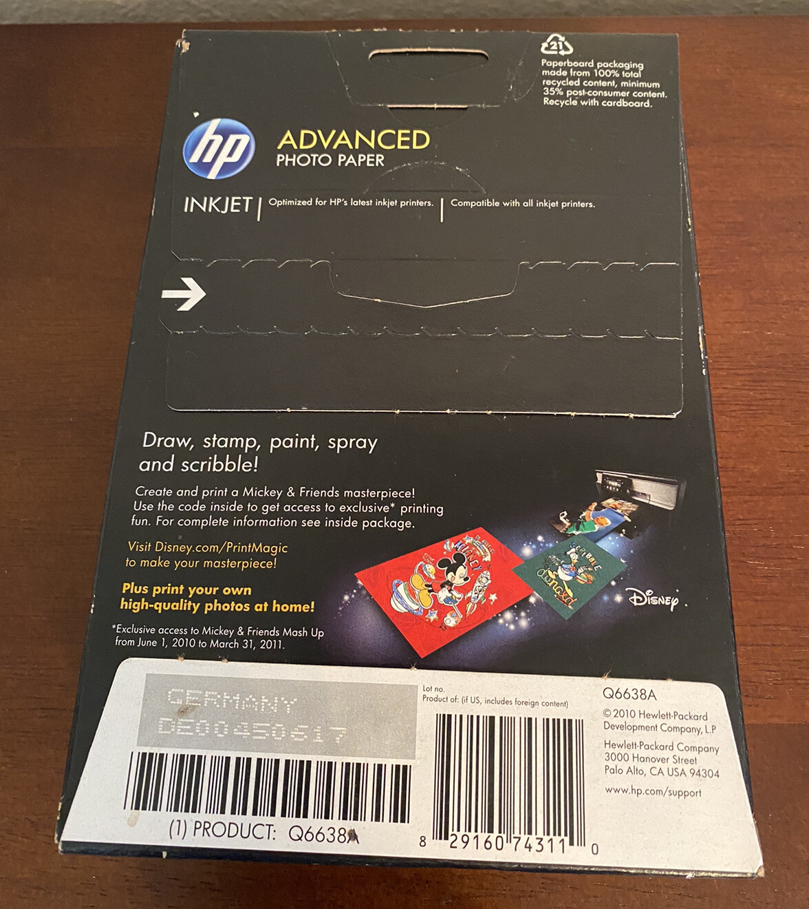 Hewlett Packard Q6638A 4 x 6 inch Glossy Printer Paper 100 Sheets-READ