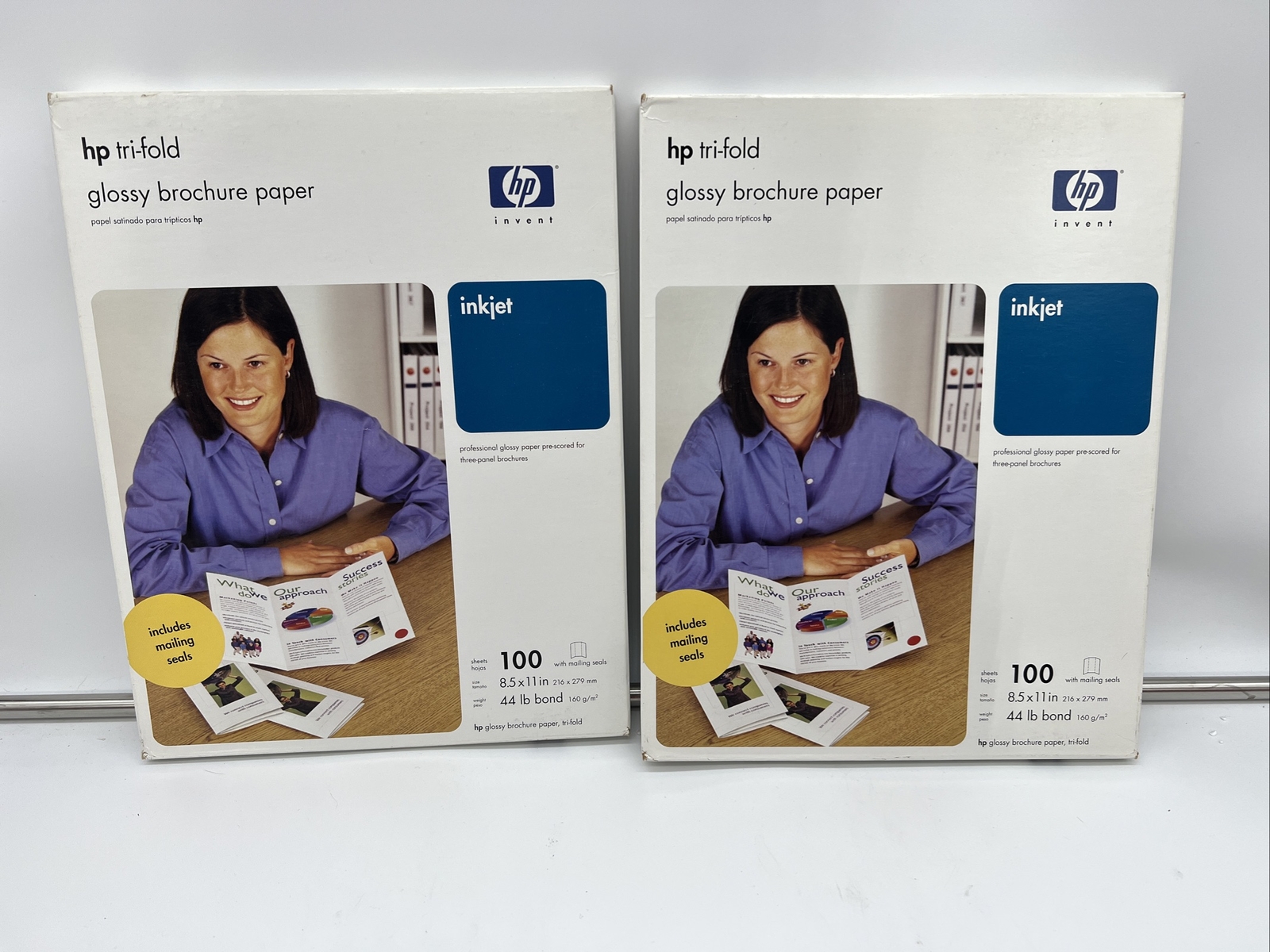 2 Boxes – HP C7020A Inkjet Tri-Fold Brochure Paper Gloss 100 Sheets 8.5”x11” New