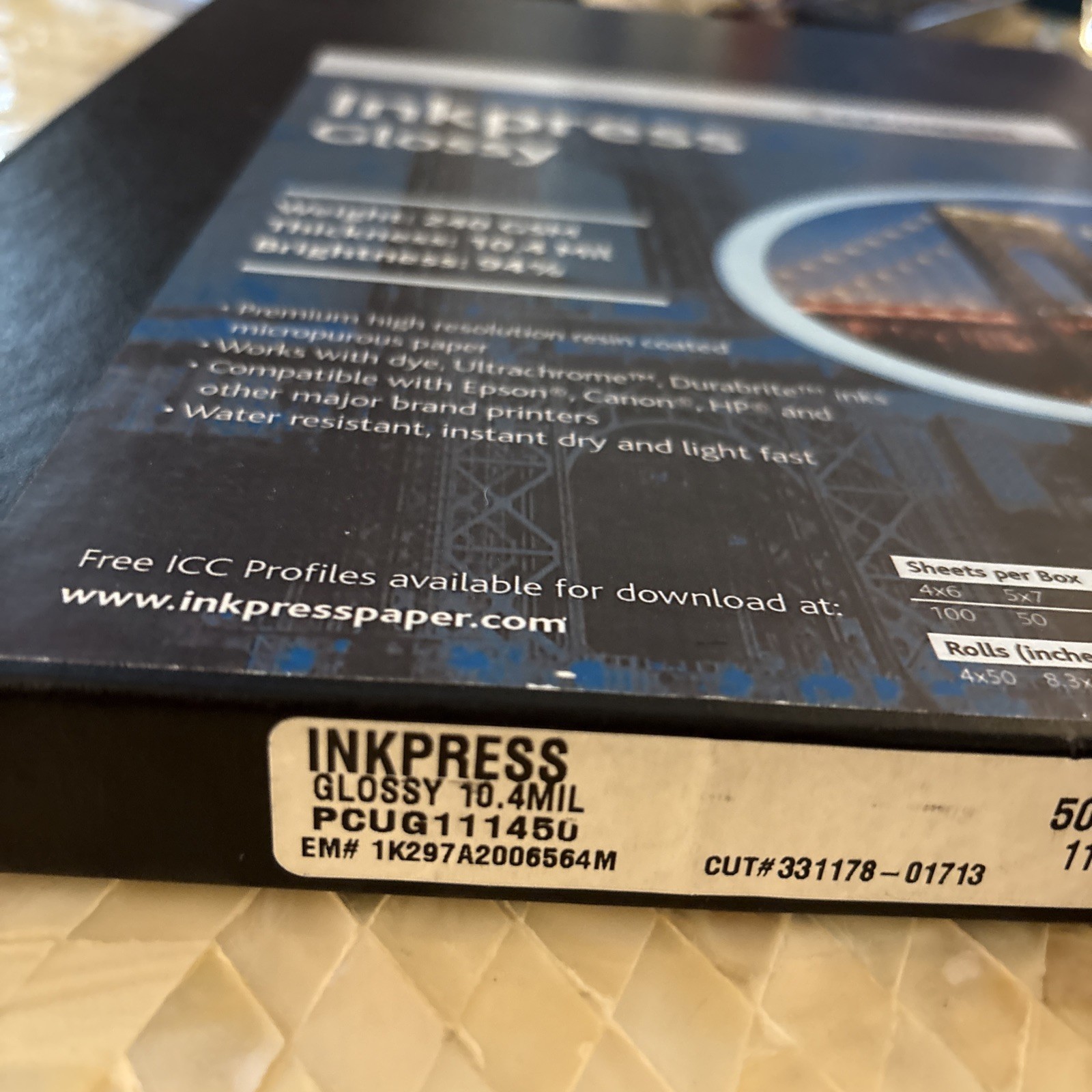 Inkpress Glossy, Single Sided Gloss Surface Inkjet Paper, 240gsm, 10.4 mil., 11x