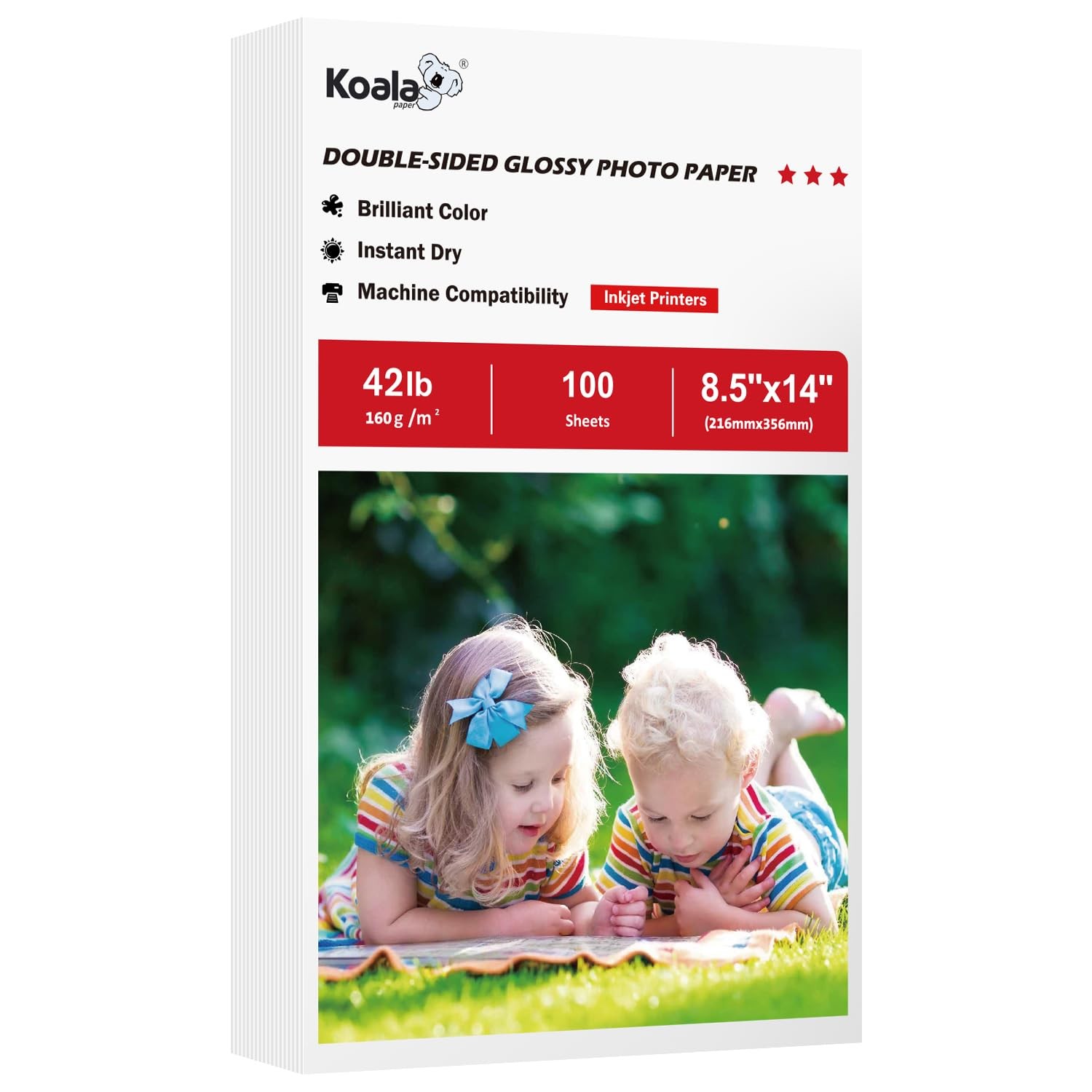 Koala Double Sided Glossy Brochure Photo Paper 8.5×14 Inch 42lb 100 Sheets