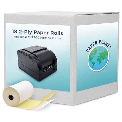 Kitchen Printer Paper for Toast TKP300 Kitchen 2-Ply (White/Yellow) 18 Rolls