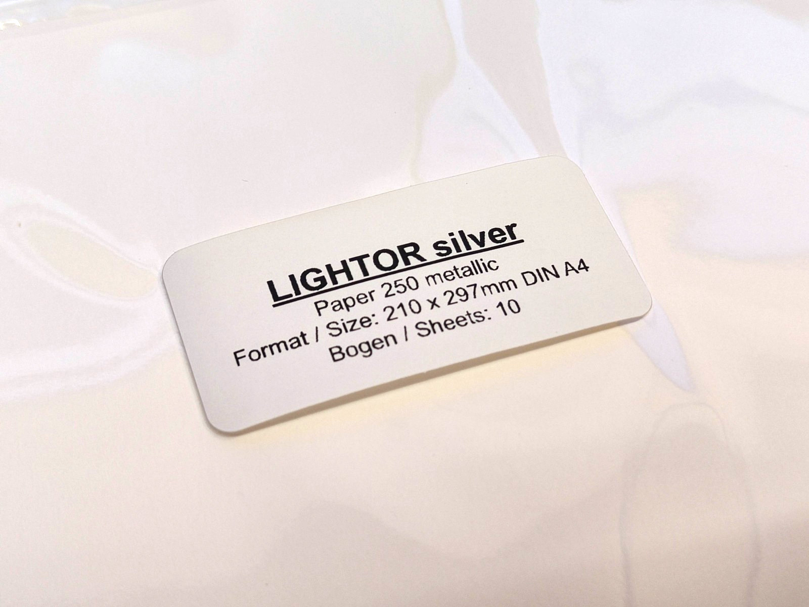 10 sheets LIGHTOR silver metallic gloss/white DIN A4 250 g fine craft paper