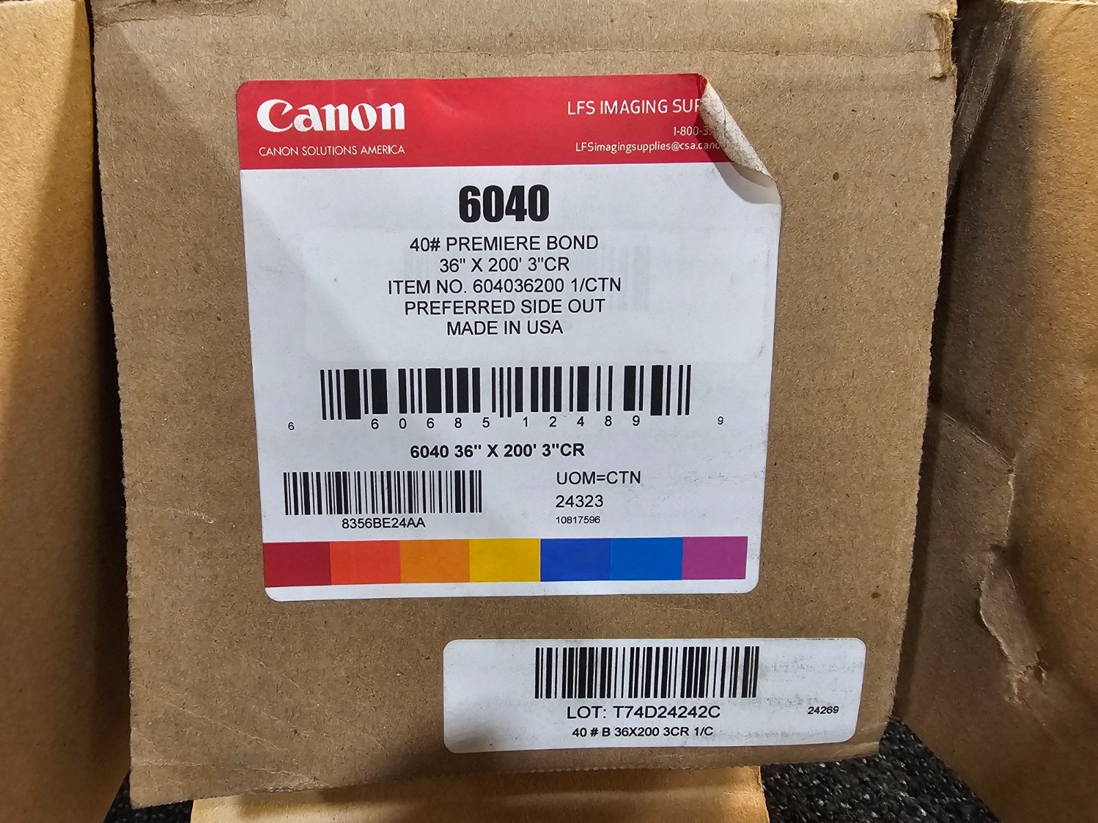 Canon 6040 36″ x 200′ 3″ Core 40lb Uncoated Presentation Poster Inkjet Paper
