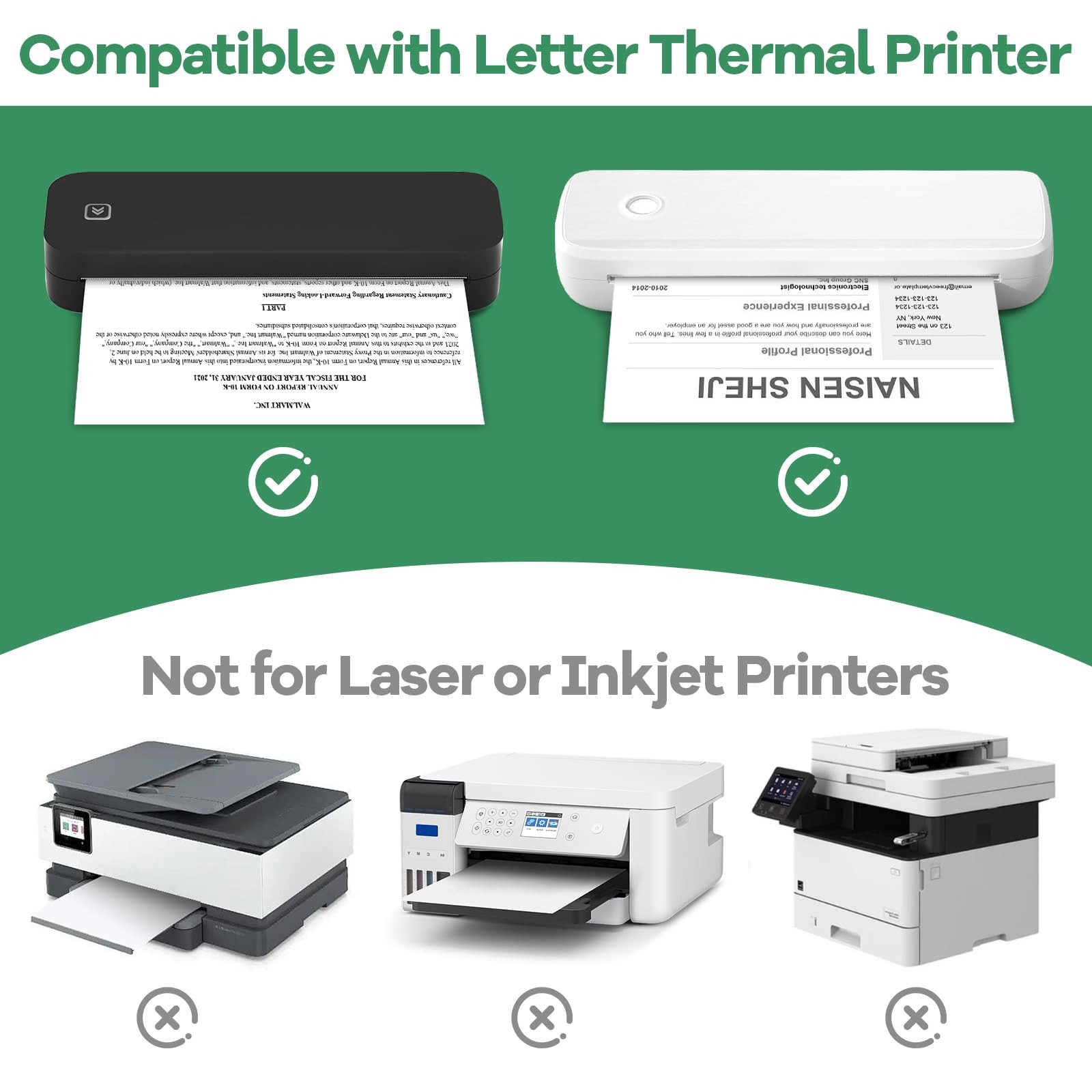 TUXIYA 25 Rolls Thermal Printer Paper 8.5″x11″ US Letter 25 Rolls, white
