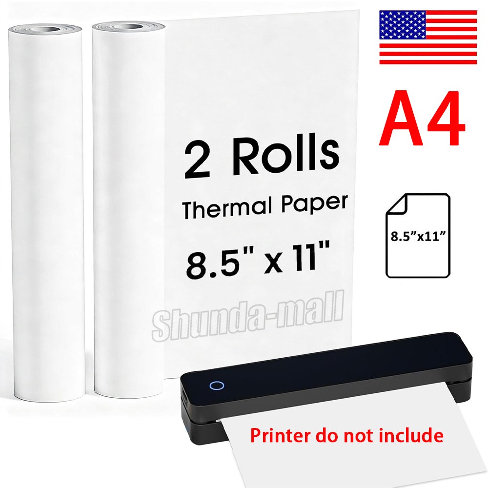 2 Rolls A4 Thermal Printer Paper 8.5×11″ for M08F M832 M834 Portable Printer US