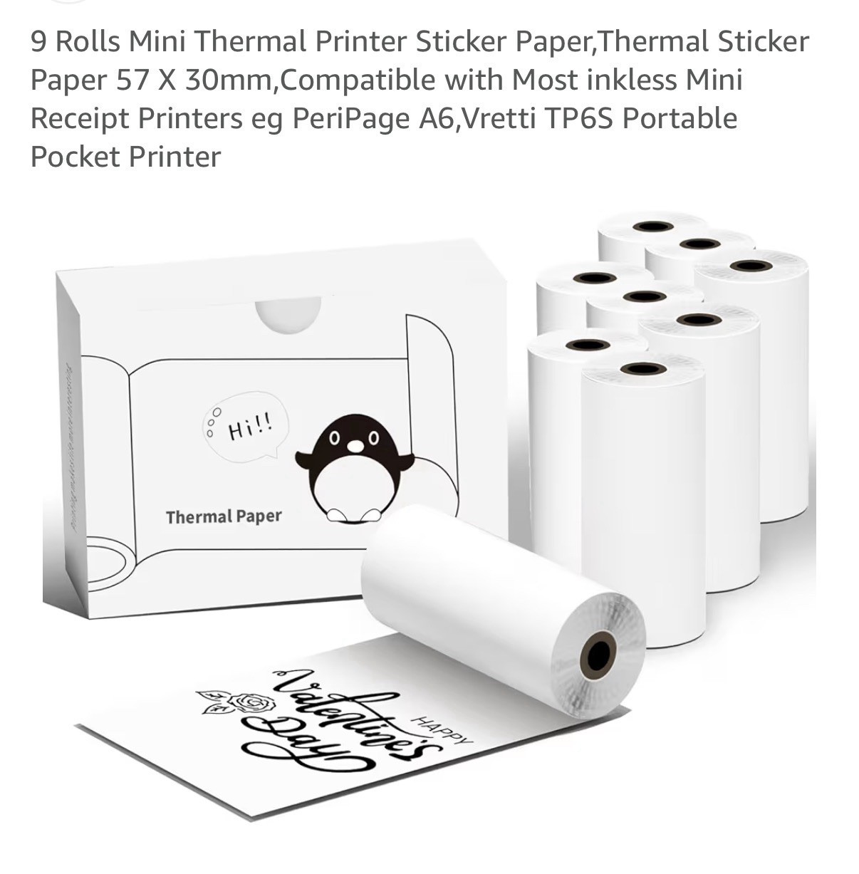 New 18 Rolls Mini Thermal Printer Sticker Paper 57 X 30mm Self Adhesive Labels N