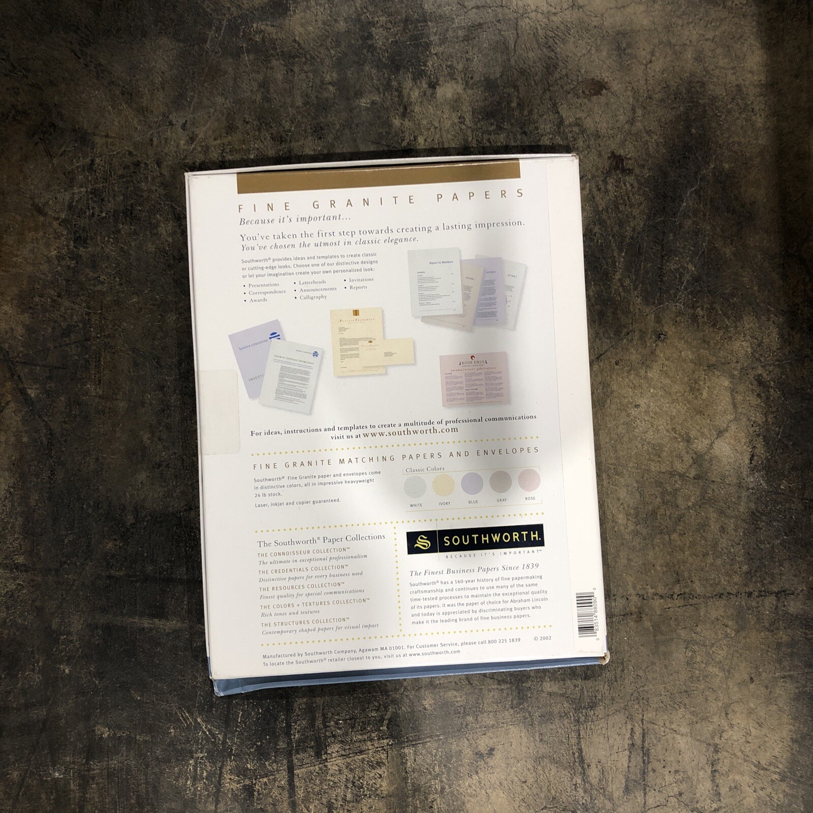Southworth Colors + Textures Collection Fine Granite Paper 80 Sheets Gray P914C