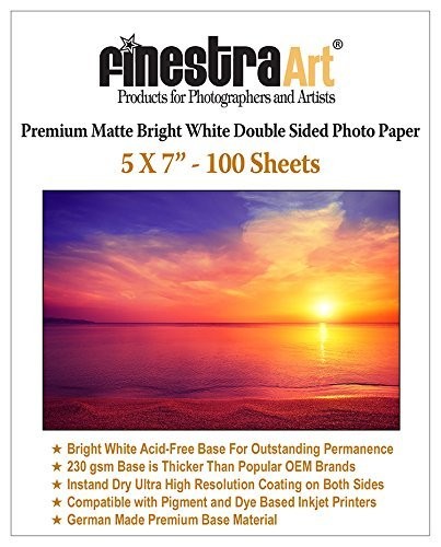 5″ X 7″ Premium Matte Bright White Inkjet Double Sided Photo Paper – 100 Sheets