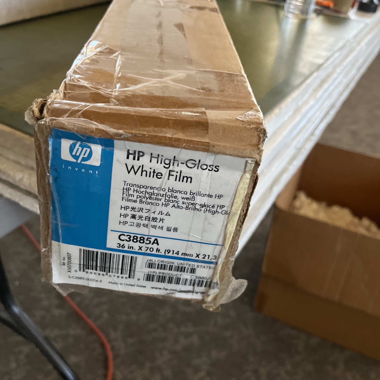 New HP High Gloss White Film c3885A White 36 inch * 75 feet Roll ; NIB
