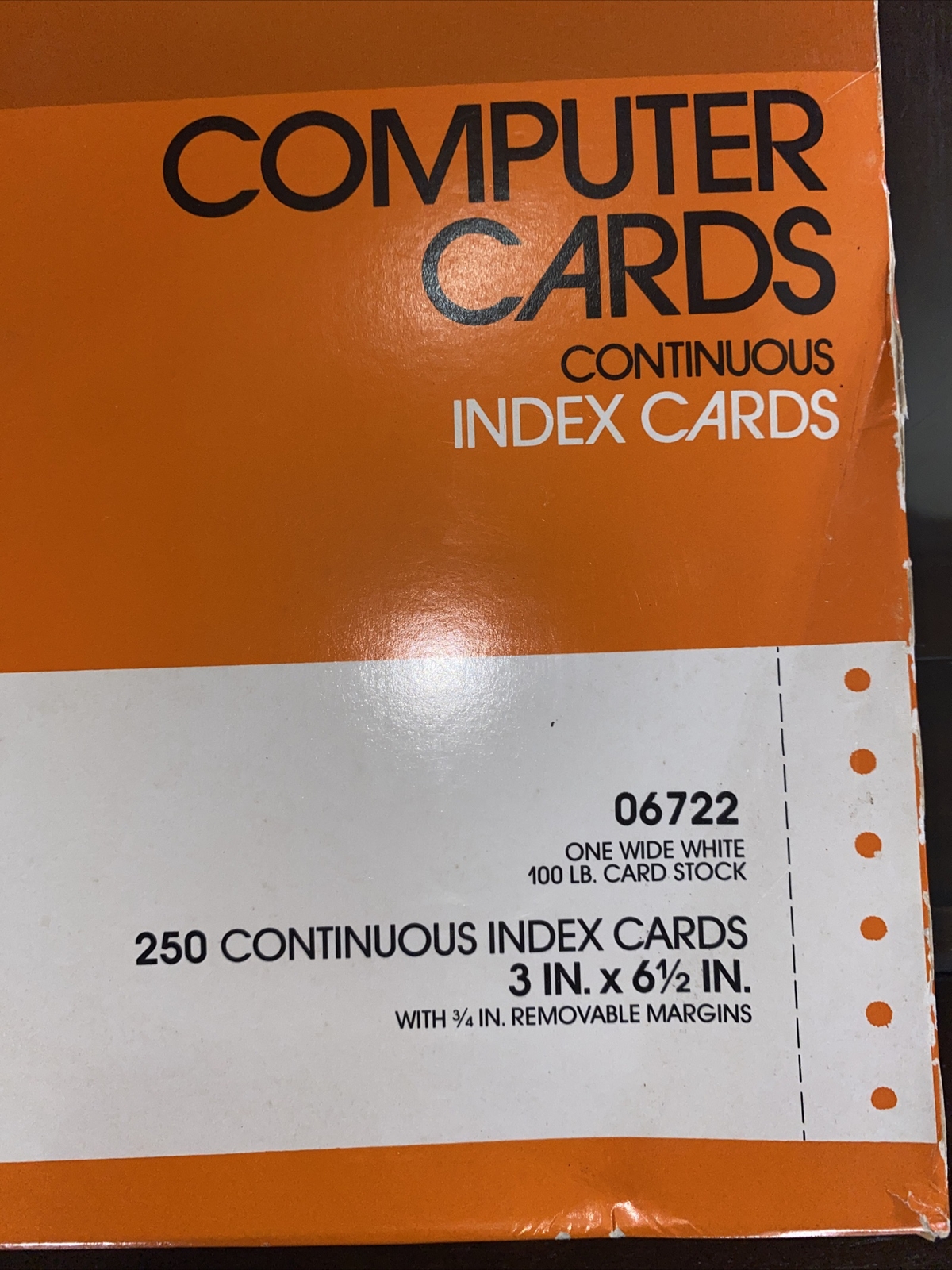 Vintage 1984 RediForm 250 Continuous Index Cards 3in.x6-1/2in.