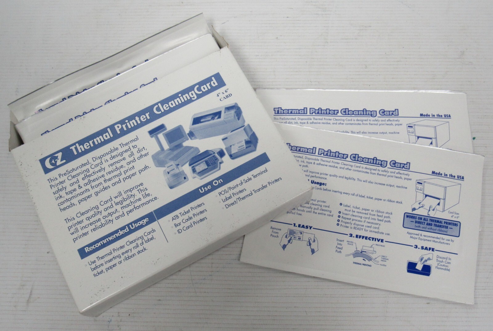 CZ Thermal Printer Cleaning Card Ribbon Ticket Printers LABEL ID CARD BAR CODE