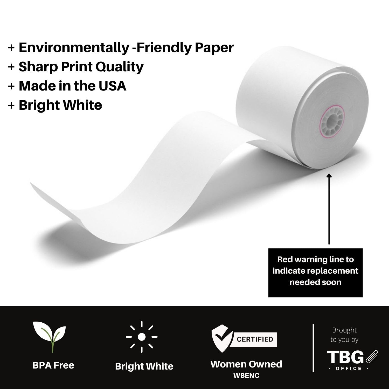 3 1/8” x 230′ Thermal Paper Rolls – BPA FREE – MADE 1 Case – 30 Rolls, White