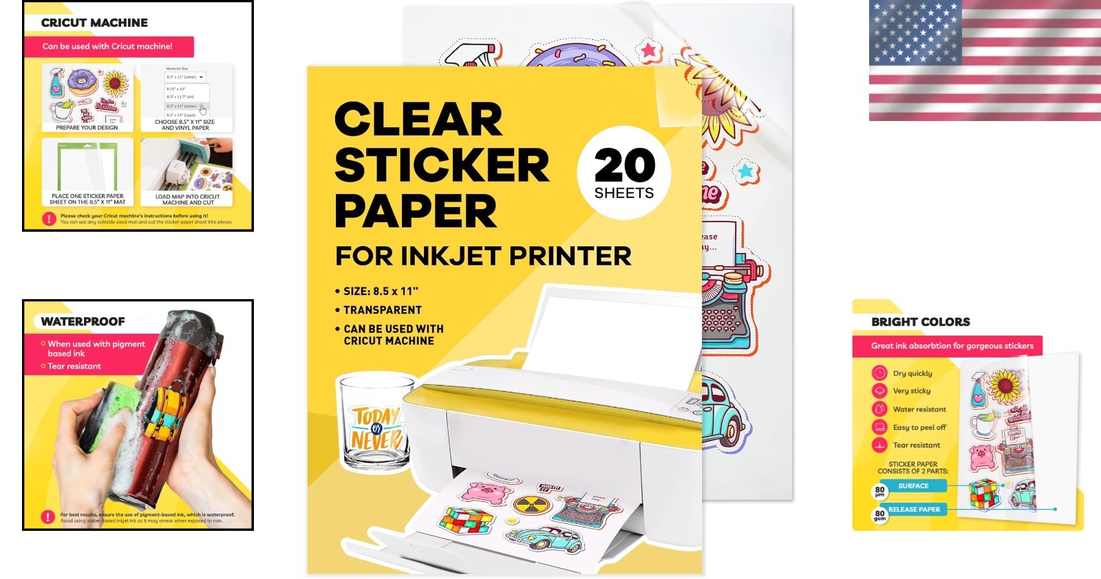 90% Clear Sticker Paper for Inkjet Printer 20 Sheets – Transparent Glossy 8.5…