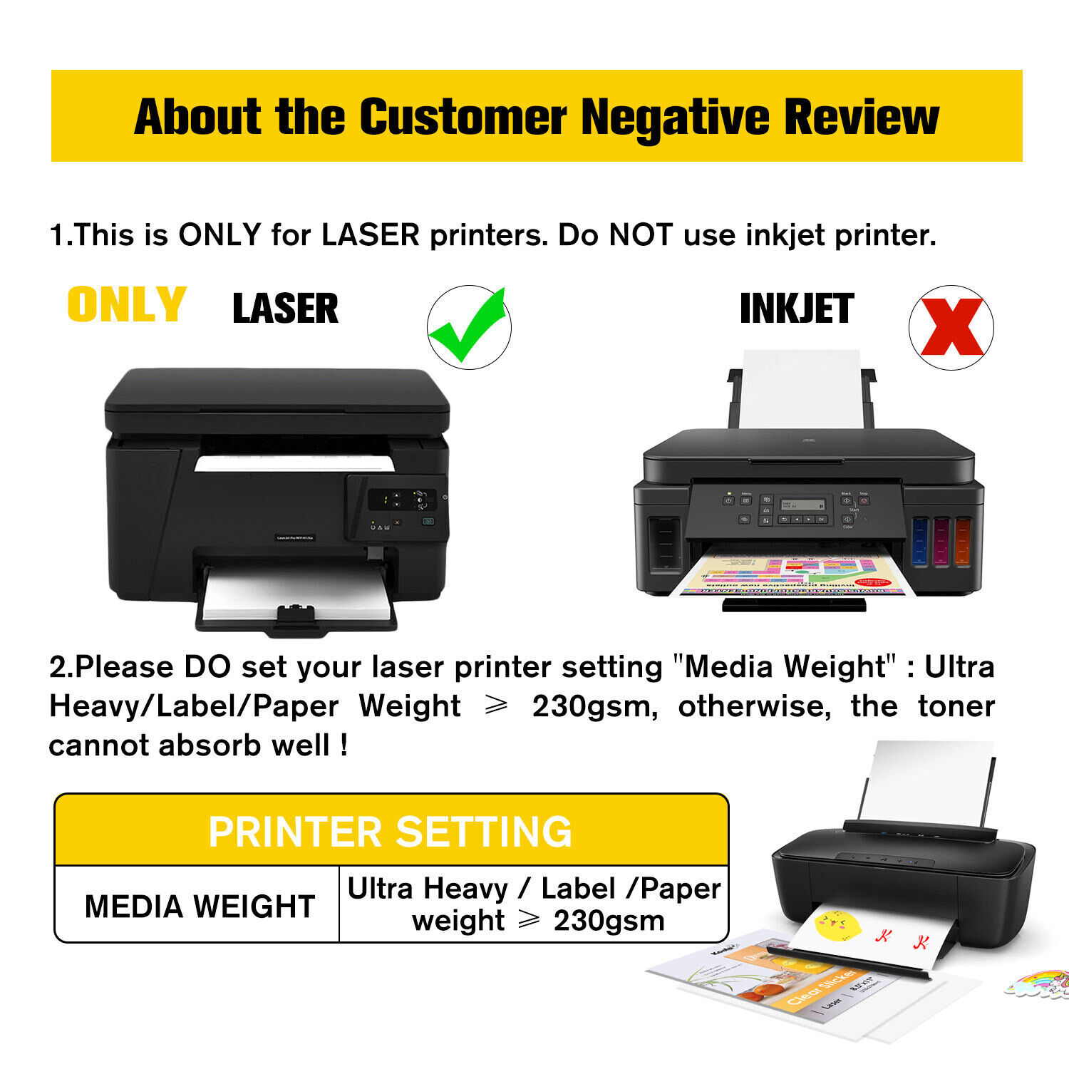 8.5×11 Printable Vinyl Sticker Paper Sheet Clear Label for Laser Printer Cricut