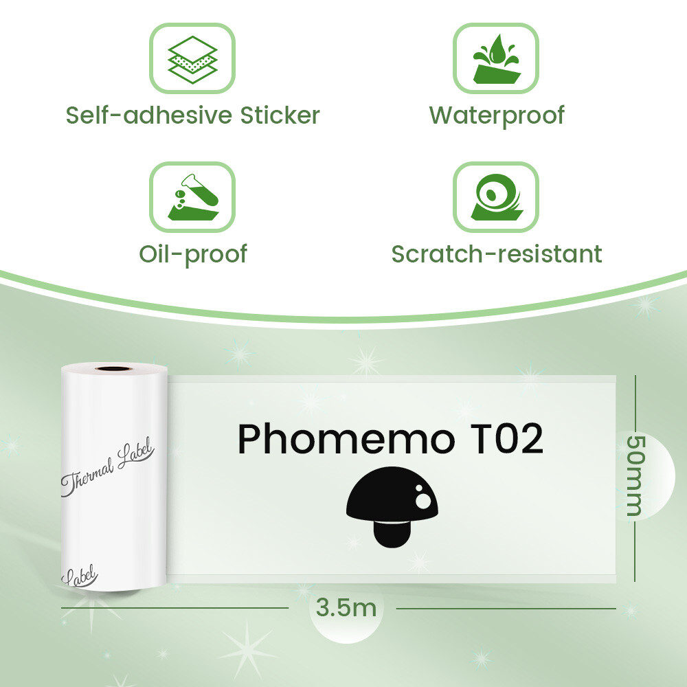 53mm Transparent Printer Paper Adhesive Sticker 3 Rolls for Phomemo T02 M02 M03