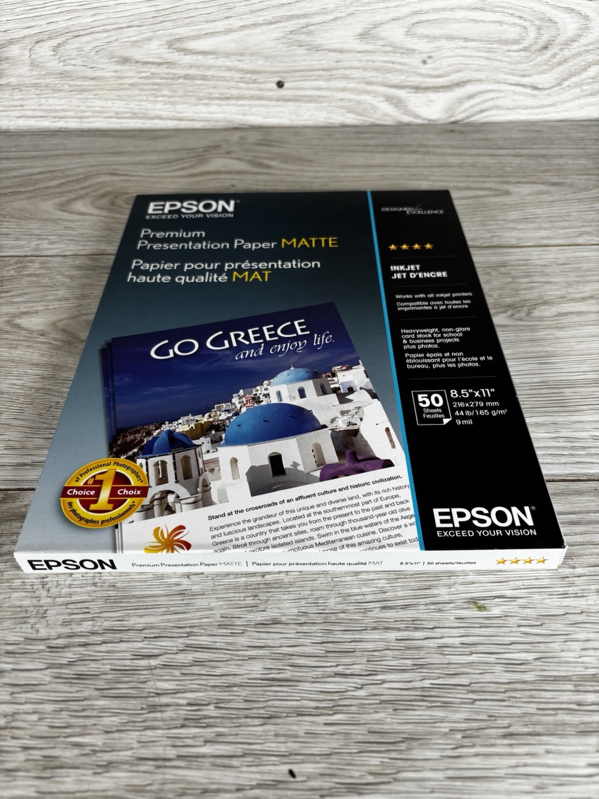 Epson Inkjet Presentation Paper Premium Matte 8.5×11 50 Sheets Cardstock