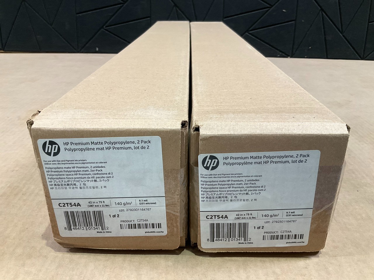 HP DesignJet Premium Adhesive Matte Film Roll 42″x75′ C2T54A 2 PACK ✅❤️️✅❤️️ NEW