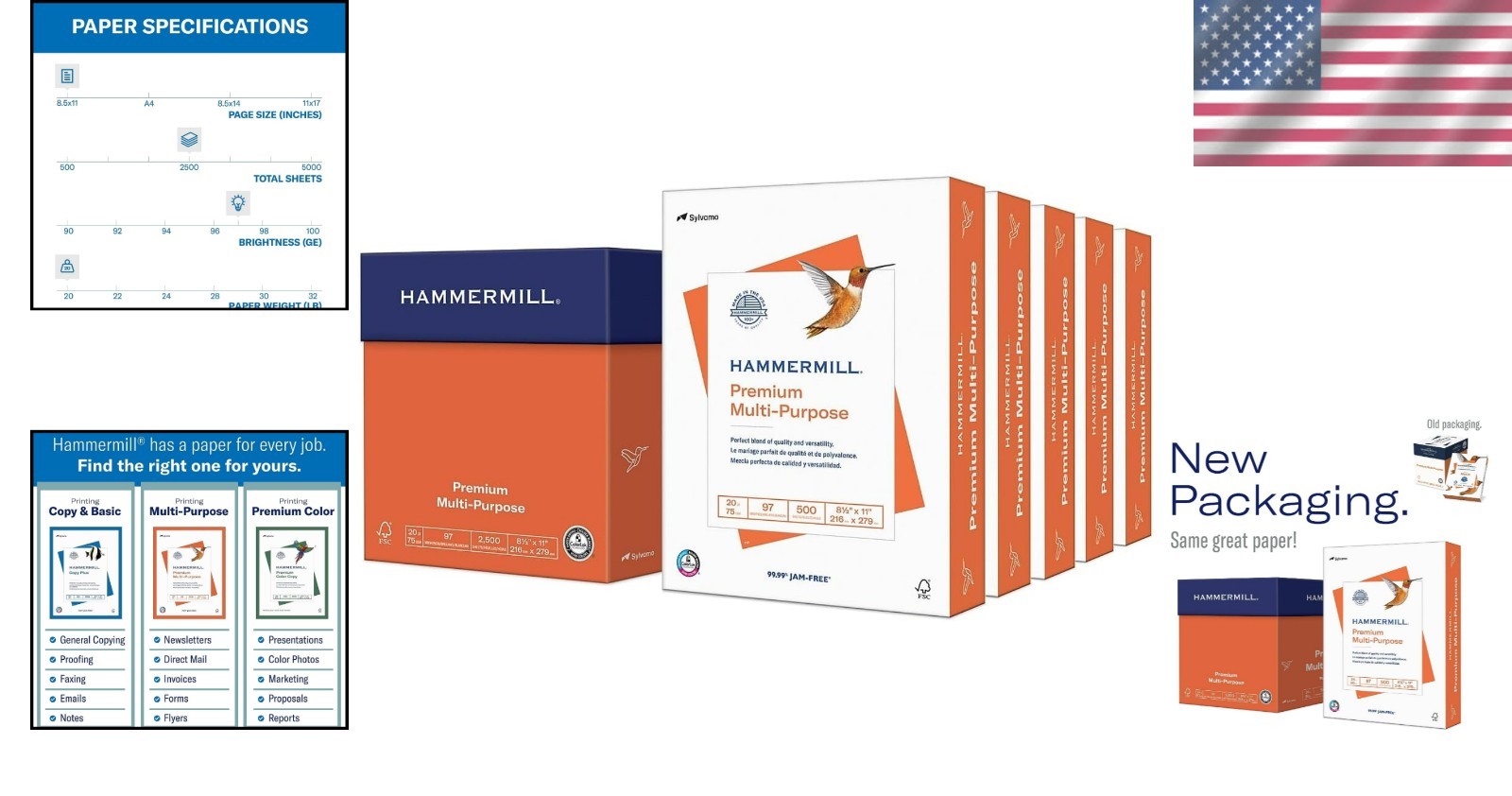 97 Brightness Multi-Purpose Copy Paper, 5 Reams – Ideal for Office Printing