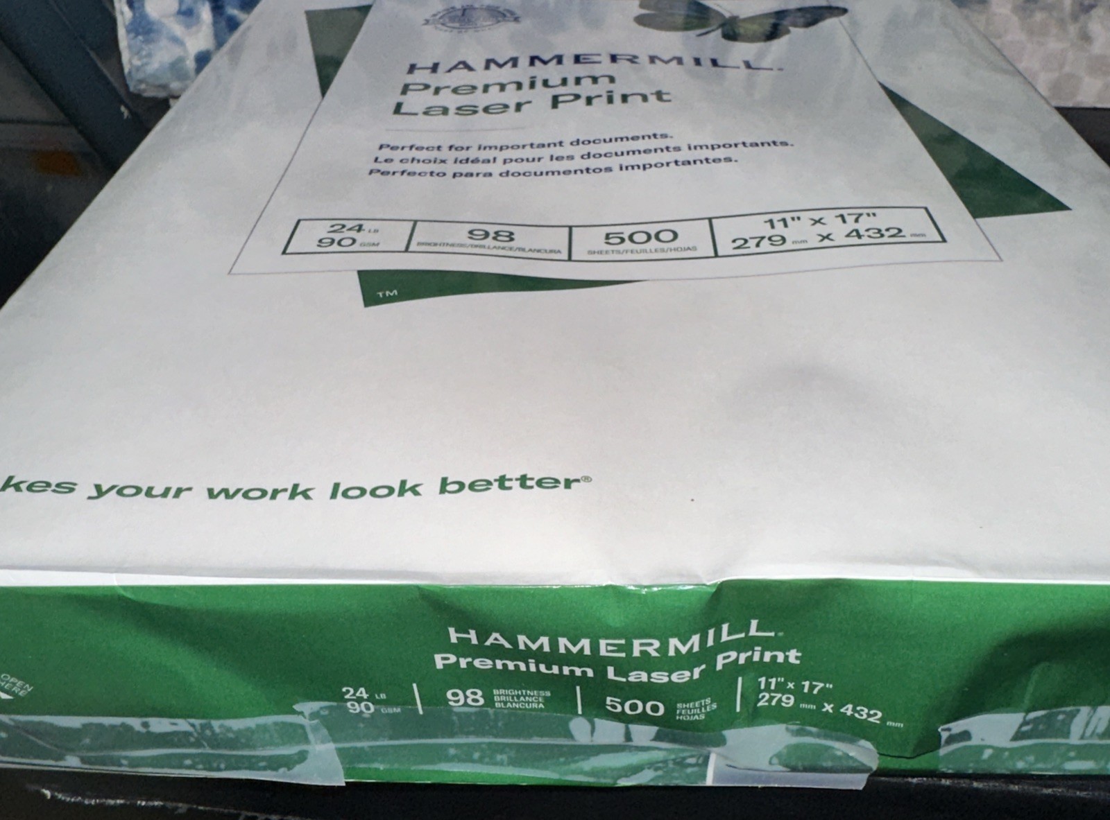 HAMMERMILL PRINTER PAPER PREMIUM LASER PRINT 24LB 11 X 17 1 REAM – 98 BRIGHT