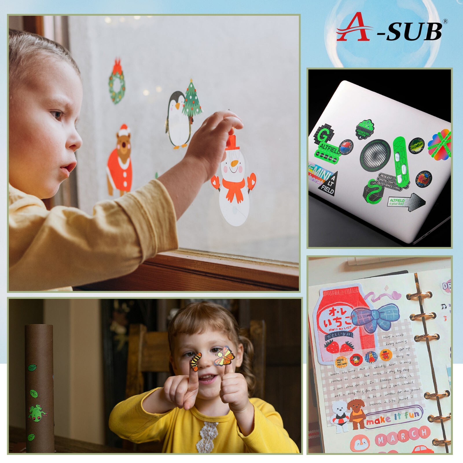 A-SUB Printable Vinyl Sticker Paper Glossy White Waterproof Sticker Sheets 50PK
