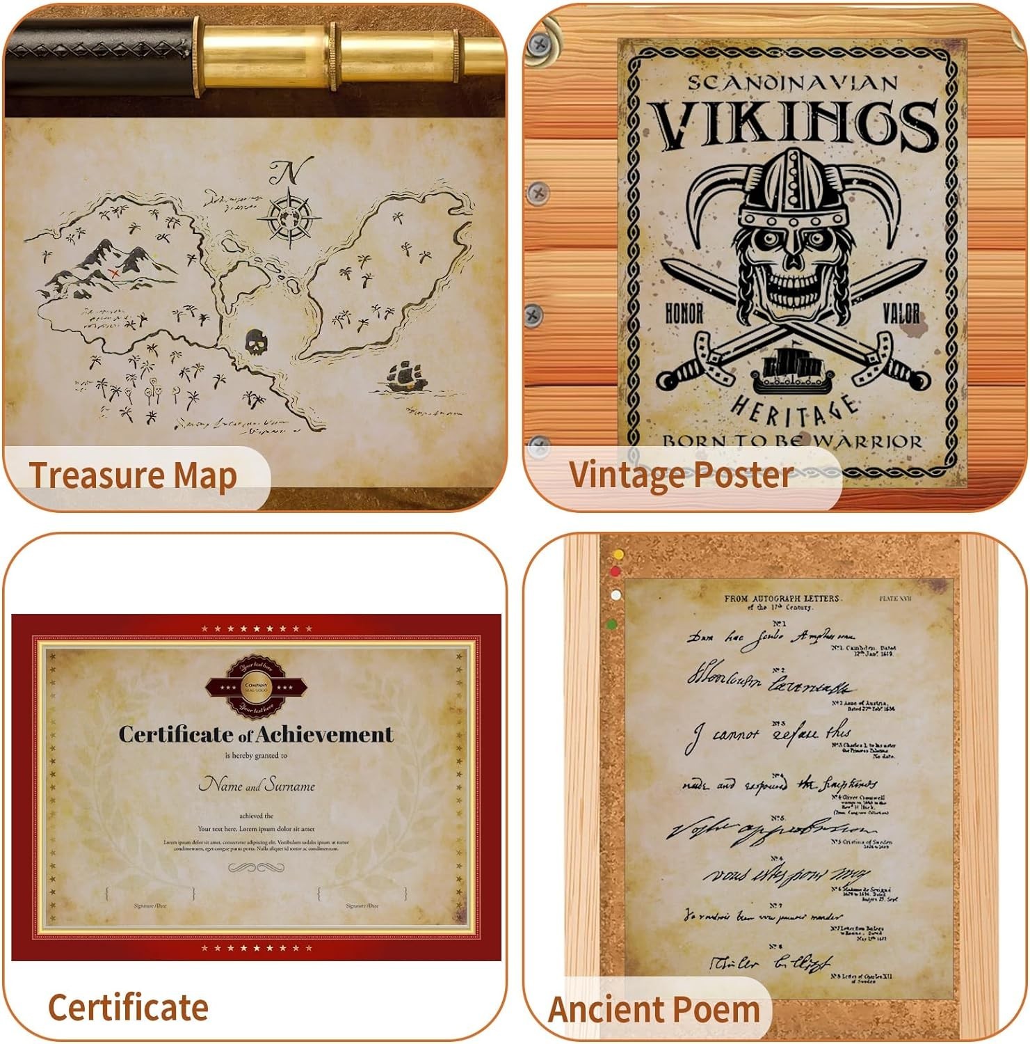 Retro 80 Sheets Aged Parchment Paper – 8.5″ x 11″ for Scrapbooking and Writing