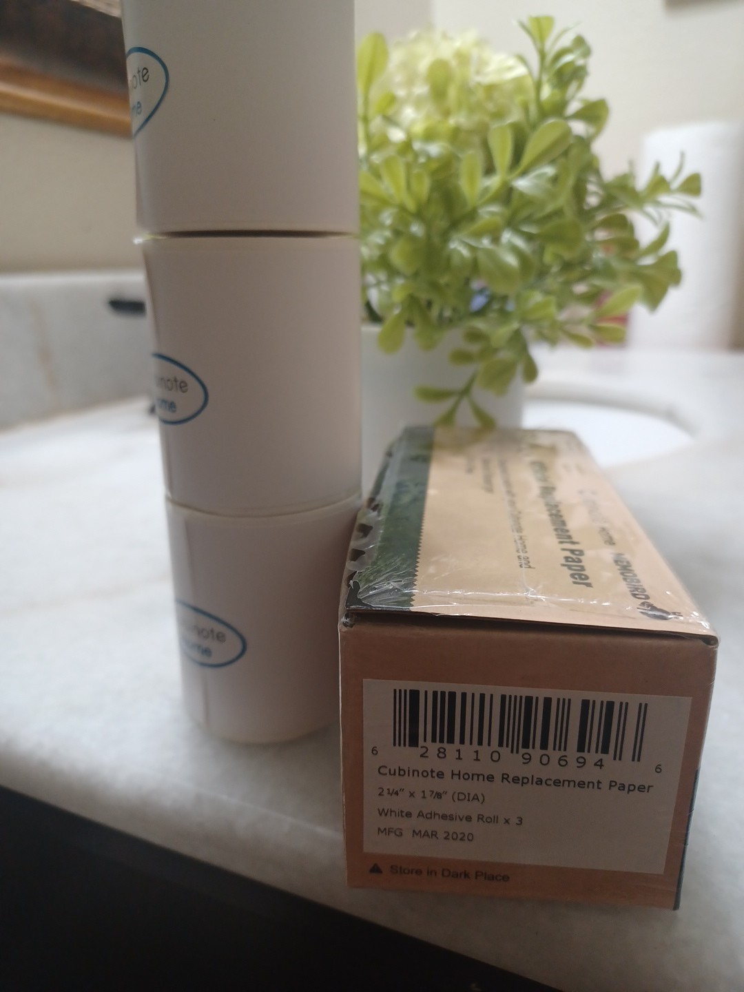 3 Rolls Cubinote Memoird Messenger Printer Replacement Paper White Adhesive