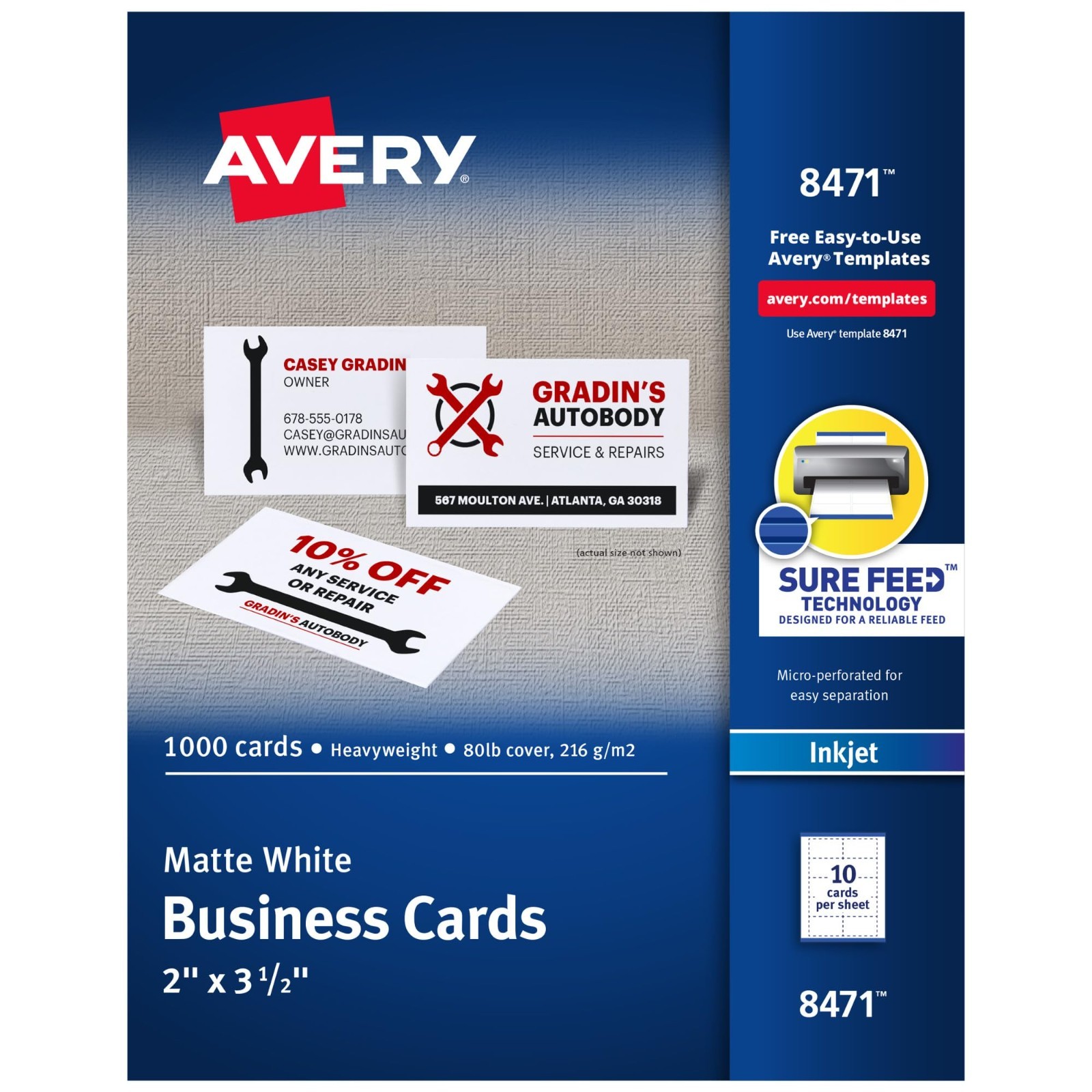 Printable Business Cards 2″ x 3.5″, White, 1,000 Blank Cards, Inkjet Compatible,