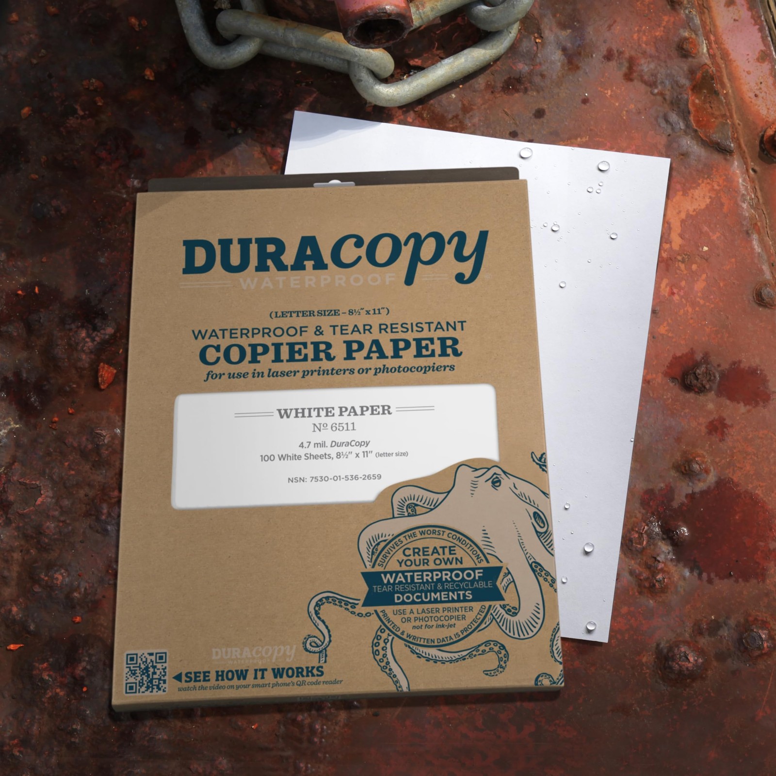 DuraCopy Waterproof Copier Paper 100 Sheets 4.7 mil Laser Print Durable Synth…