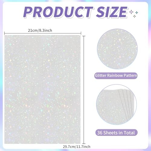 36 Sheets Holographic Sticker 11.7 x 8.3 Inches Star/36 Sheets