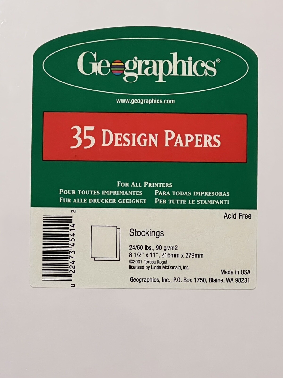 Vintage GEOGRAPHICS Paper STOCKINGS 70 Sheets Sealed (2 Pkgs x 35) Christmas