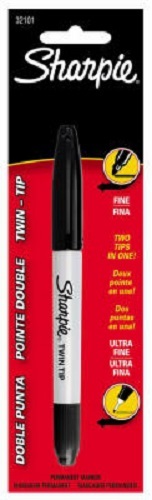 (12) SHARPIE 32101 Twin Tip Black Fine Ultra Point Permanent Marker Pens