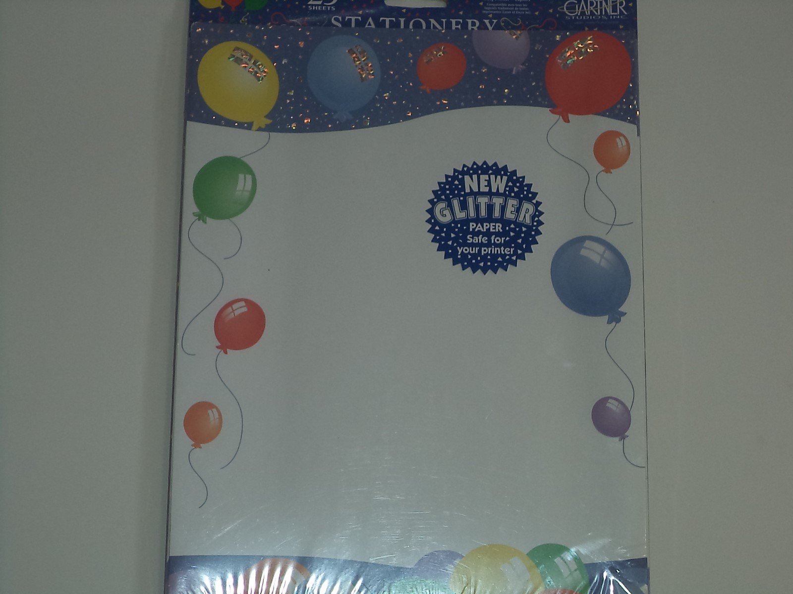 Gartner Studios 25 Sheet Stationery With Glitter Balloons